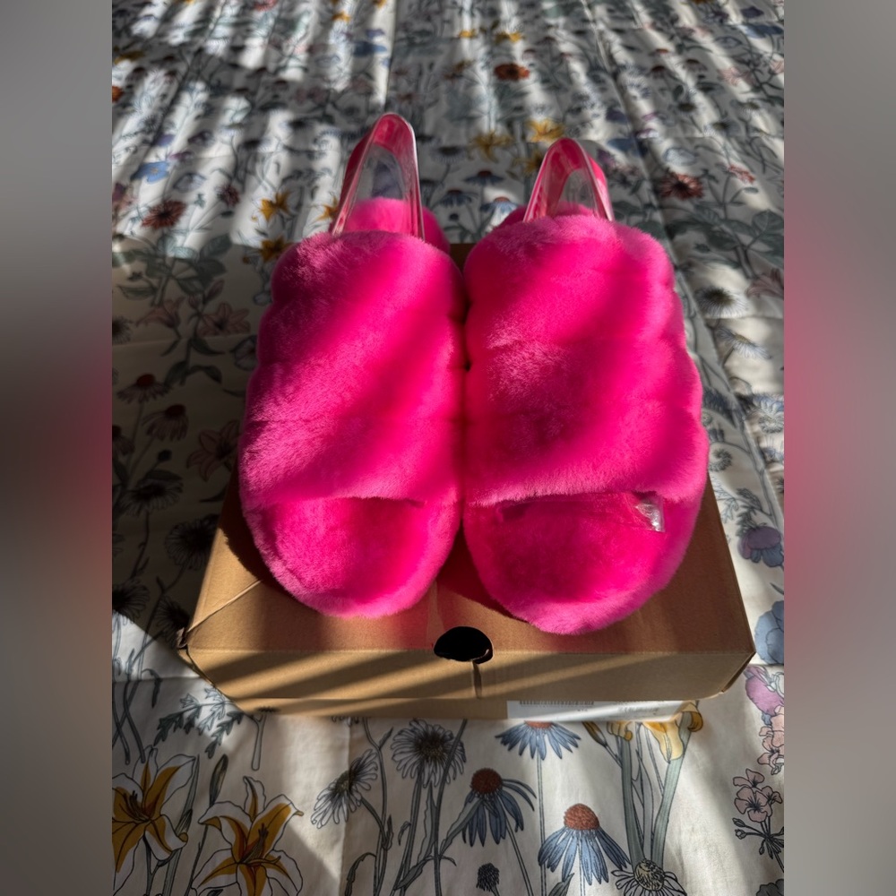 UGG Fluff Yeah Faux Fur Slingback Sandal US 11 Women’s